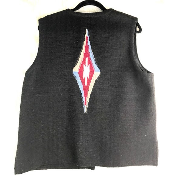 Rare 1950's Ortega's Black Wool Men's Blanket Vest - Picture 2 of 10